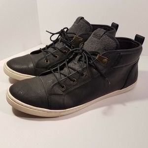 ALDO Black Leather Lace Up Mid Top Fashion Sneakers Women’s Size 14